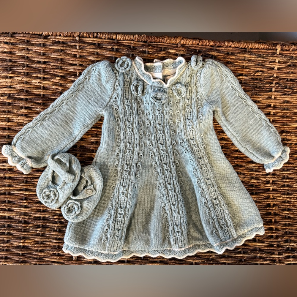 Cynthia Rowley Dainty Knit Baby Dress and Shoes 🌻
